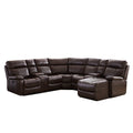 Sectional Motion Sofa Brwon Same As W223S00509 Size Difference, See Details In Page. Brown Pu 5 Seat