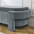 Chenille Upholstered Bench With Large Storage Space For The Living Room, Entryway And Bedroom,Grey, 51.5''X20.5''X17'' Grey Foam