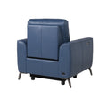 Fashionable Ocean Blue Leather Reclining Chair Dual Power Mechanism, High Leg Style Stylish Comfort Package Dark Blue Foam Leather