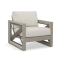 Outdoor Patio Beveled Panels Arm Chair Modern Geometric Pattern, Rust Resistant Tan Aluminium