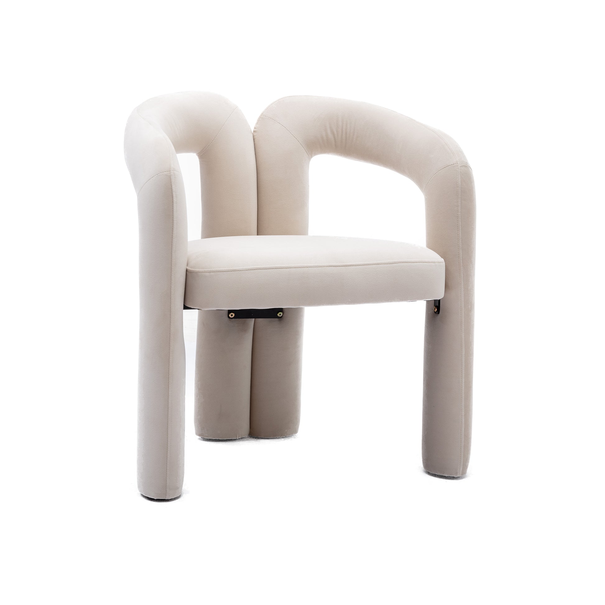Coolmore Contemporary Designed Velvet Fabric Upholstered Accent Dining Chair Barrel Side Chairs Kitchen Armchair For Living Room Set Of 2 Beige Velvet Beige Foam Velvet