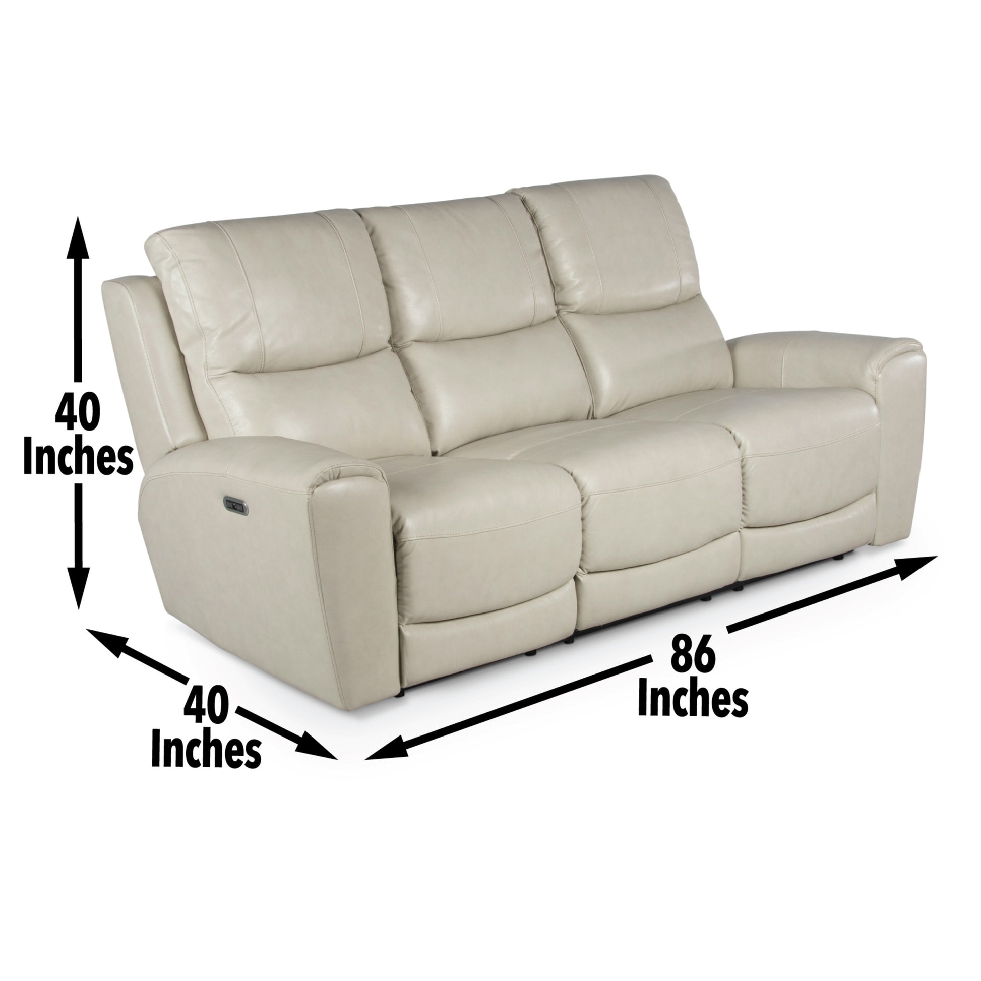 Contemporary Leather Collection Power Leg Rest, Articulating Headrest Usb Charging, Home Button Ivory Dual Reclining Sofa, Stylish And Convenient Ivory Leather 3 Seat