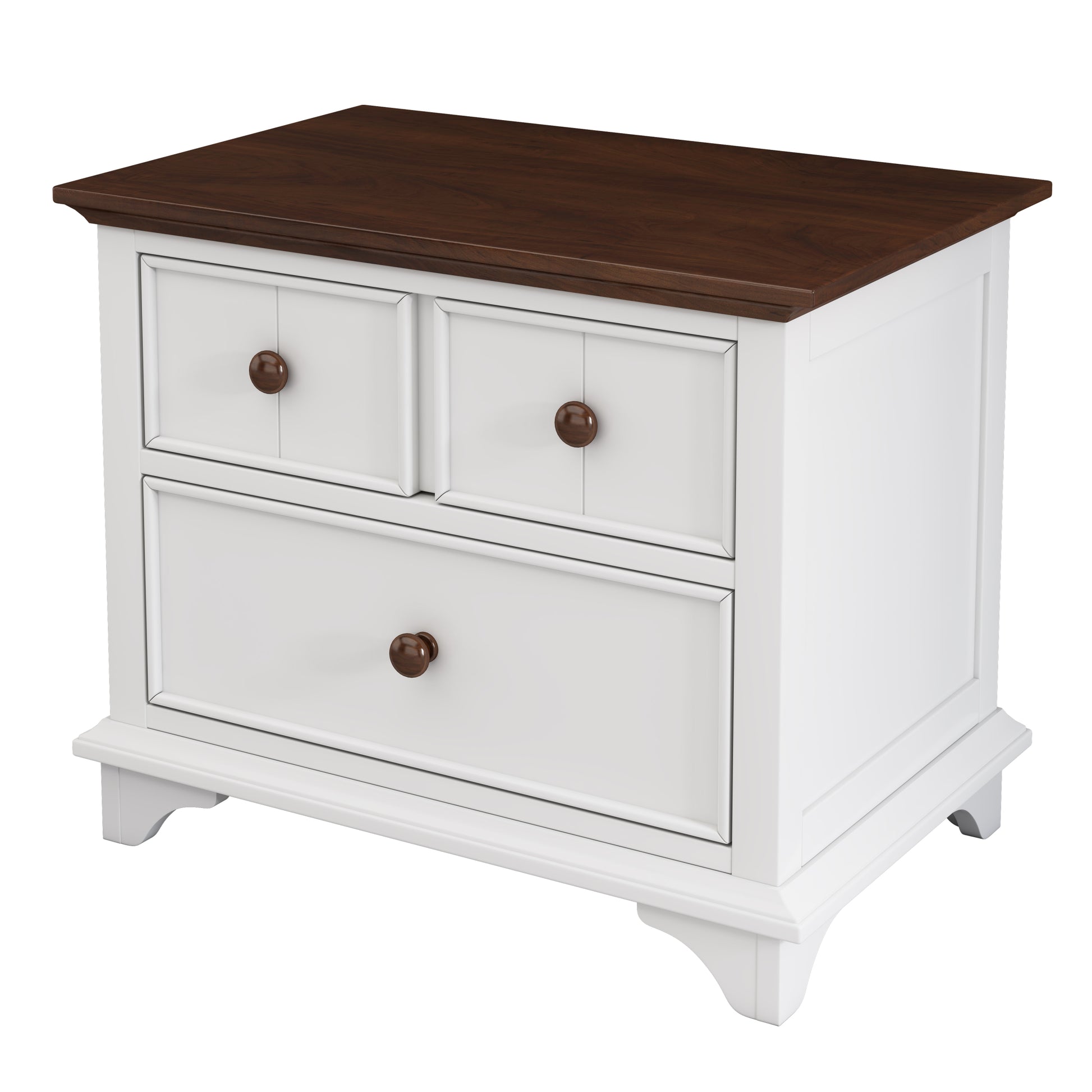 Wooden Captain Two Drawer Nightstand Kids Night Stand End Side Table For Bedroom, Living Room, Kids' Room, White Walnut White Walnut Wood