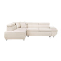 L Shape Sofa, Sleeper Sofa 2 In 1 Pull Out Couch Bed, Face Right Pull Out Bed For Living Room, Metal Legs, Velvet Beige Beige Fabric