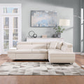 L Shape Sofa, Sleeper Sofa 2 In 1 Pull Out Couch Bed, Right Facing Pull Out Bed For Living Room, Metal Legs, Velvet Beige Beige Fabric