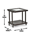 Sophisticated Rustic Industrial End Table Rich Wood Tabletop, Roomy Bottom Shelf Stylized Iron Frame, Unique Accent Piece Brown Solid Wood Mdf