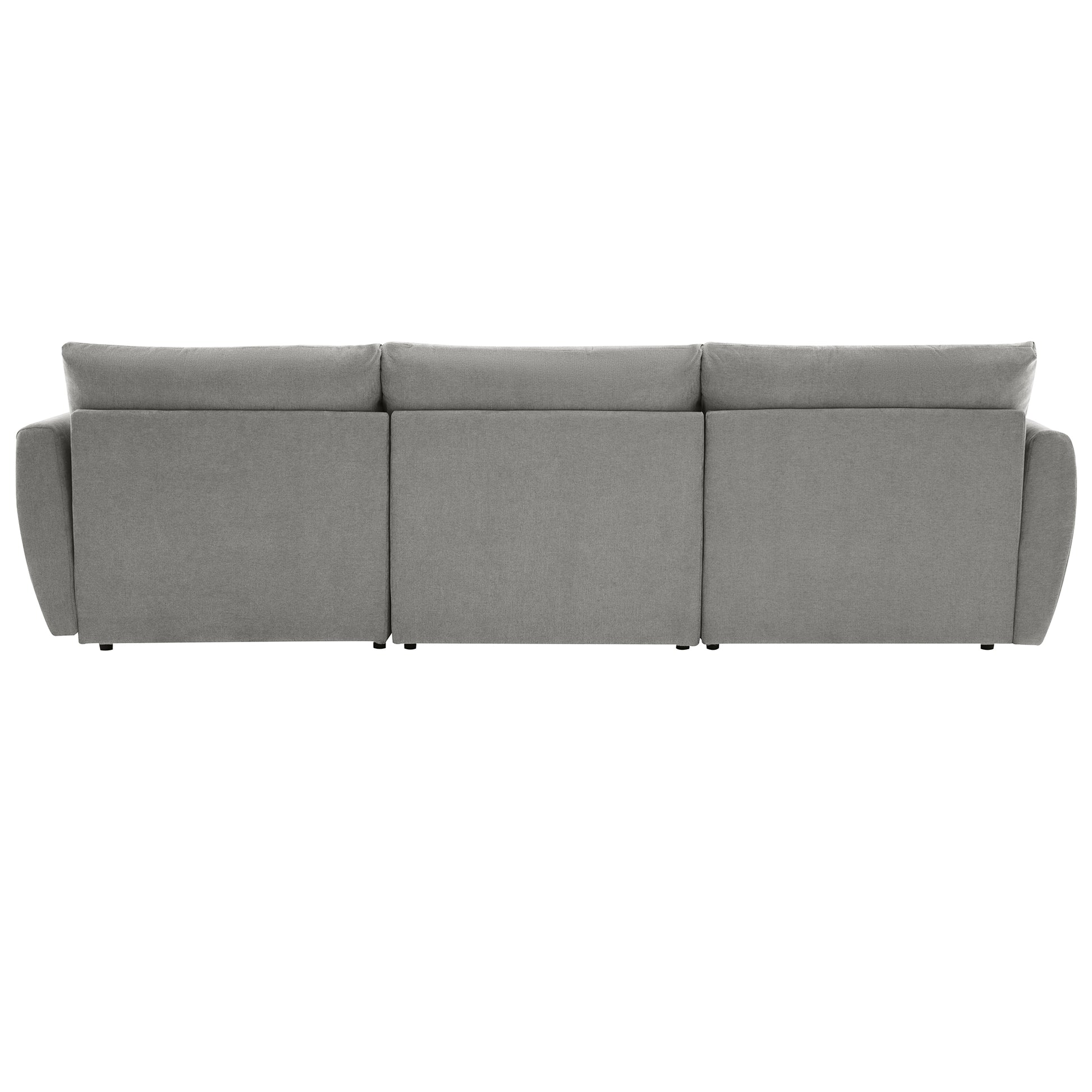 113.3" Convertible Sectional Sofa Couch 3 Seat L Shaped Sofa With Movable Ottoman And Usb For Apartment, Living Room, Bedroom, Grey Grey Chenille 3 Seat