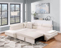 L Shape Sofa, Sleeper Sofa 2 In 1 Pull Out Couch Bed, Face Right Pull Out Bed For Living Room, Metal Legs, Velvet Beige Beige Fabric