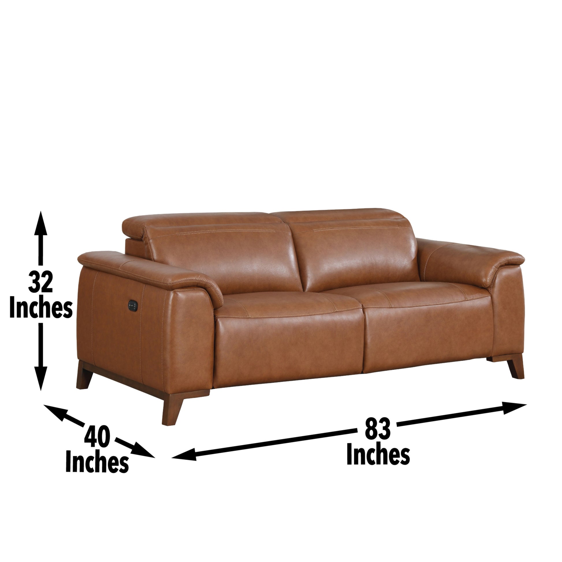 Dual Power Leather Reclining Sofa Articulating Power Headrest, Padded Armrest Coach Colored, Luxurious Comfort Brown Foam Leather 2 Seat