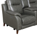 Trento Pwr Pwr Console Loveseat Charcoal Grey Foam Leather