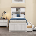 3 Pieces Wooden Captain Bedroom Set Twin Bed With Trundle, Nightstand And Dresser, White Walnut White Walnut Wood