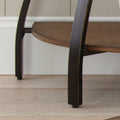 Modern Curves Sofa Table Barn Board Look Wood Top, Oak Finish Charming Addition To Your Living Room Oak Metal
