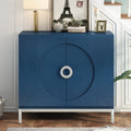 Simple Storage Cabinet Accent Cabinet With Solid Wood Veneer And Metal Leg Frame For Living Room, Entryway, Dining Room Navy Navy Mdf