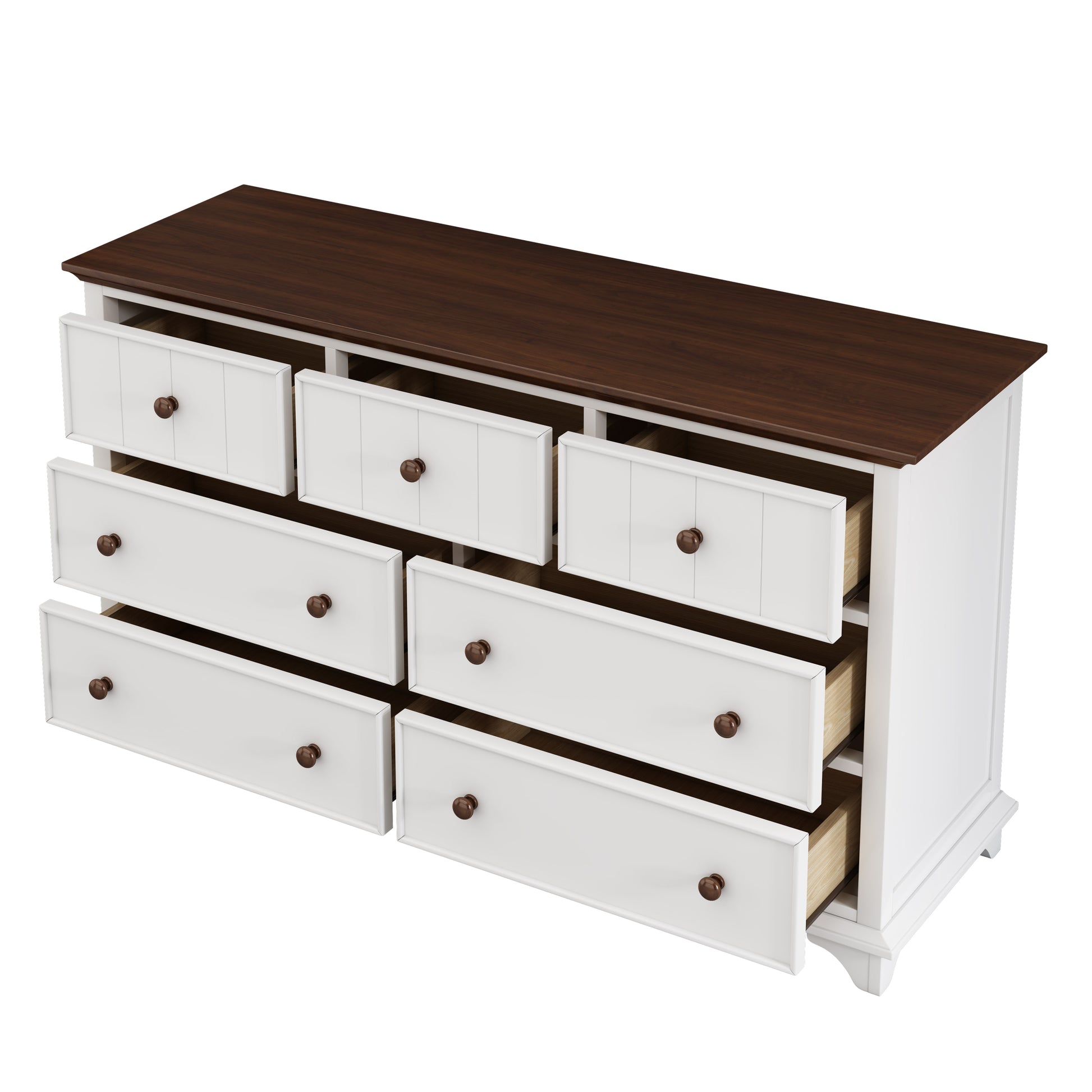 3 Pieces Wooden Captain Bedroom Set Full Bed With Trundle, Nightstand And Dresser, White Walnut White Walnut Wood