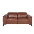 Dual Power Leather Reclining Sofa Articulating Power Headrest, Padded Armrest Coach Colored, Luxurious Comfort Brown Foam Leather 2 Seat