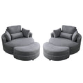 Video Welike Swivel Accent Barrel Modern Dark Grey Sofa Lounge Club Big Round Chair With Storage Ottoman Linen Fabric For Living Room Hotel With Pillows,2Pcs. Dark Grey Foam Fabric