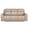 Transitional Leather Power Reclining Group Style Meets Comfort Top Grain Leather, Dual Power Footrest And Articulating Headrest Luxurious Seating Sand Leather 3 Seat