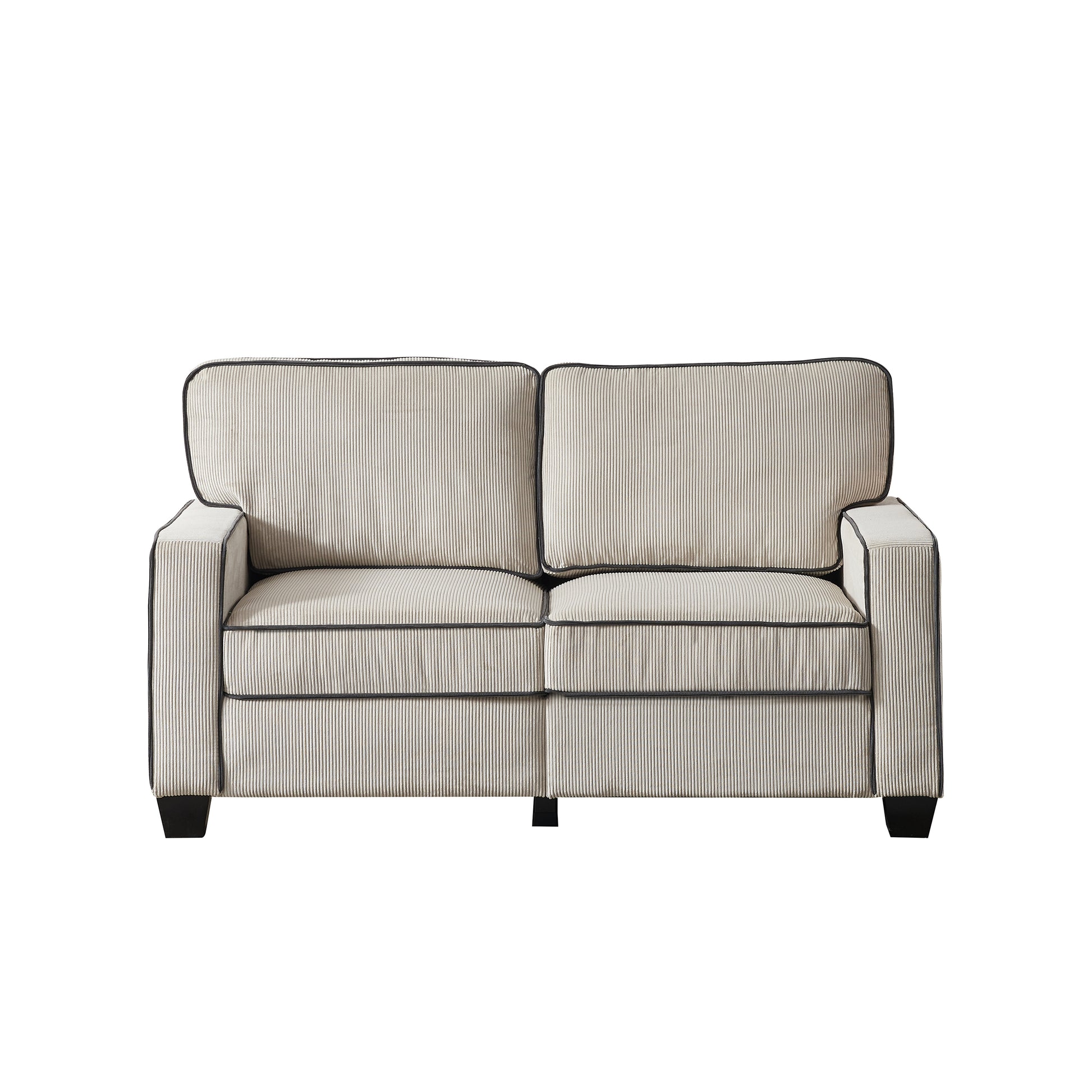 Living Room Sofa Loveseat With Storage Beige Corduroy Beige Foam Corduroy