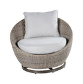 Cozy Outdoor Set Swivel Woven Chairs, Side Table All Weather Resin Wicker, Powder Coated Aluminum, Fully Assembled Sand Foam Wicker