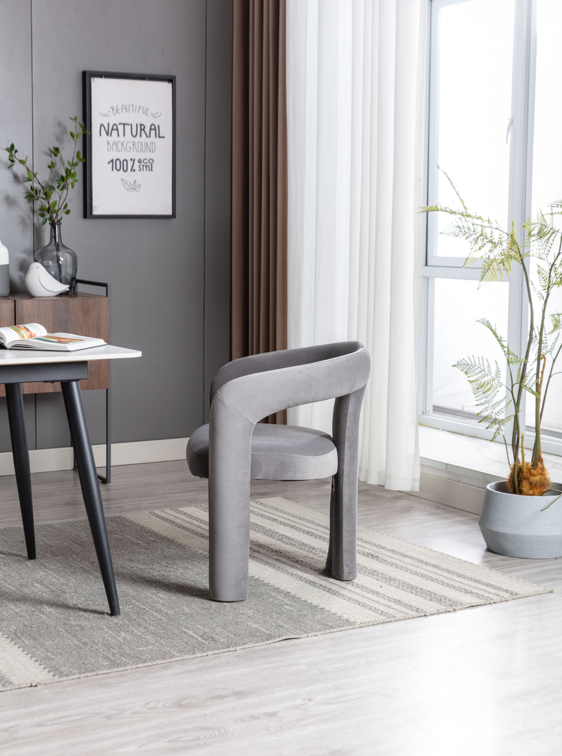 Coolmore Contemporary Designed Velvet Fabric Upholstered Accent Dining Chair Barrel Side Chairs Kitchen Armchair For Living Room Set Of 2 Gray Velvet Gray Foam Velvet