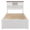 2 Pieces Wooden Captain Bedroom Set Full Bed With Trundle And Nightstand,White Walnut White Walnut Wood