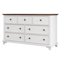 Wooden Captain Seven Drawer Dresser For Bedroom, Living Room, Kids' Room, White Walnut White Walnut Wood