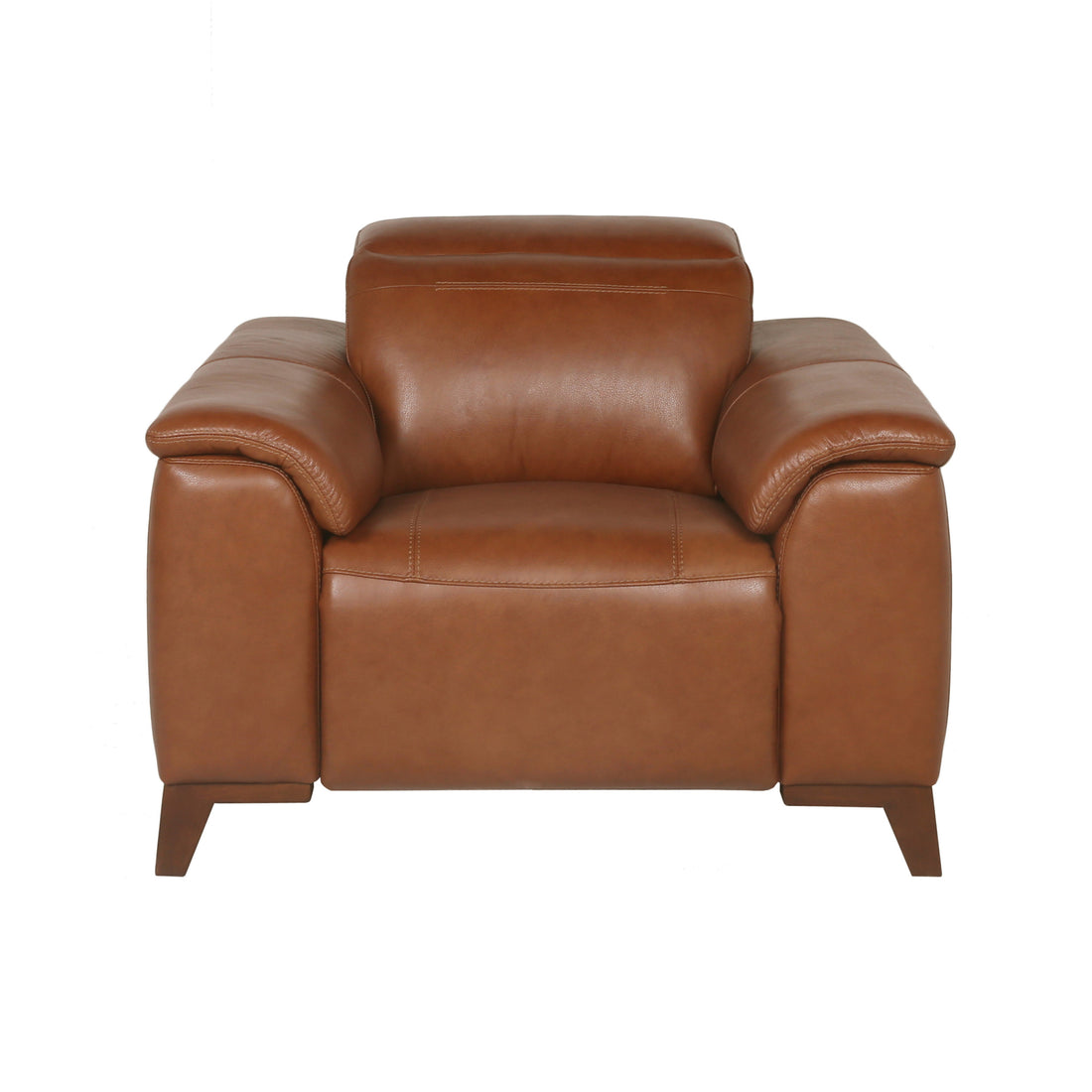 Beefy Dual Power Leather Recliner High Leg Look, Articulating Headrest, Power Footrest Coach Colored, Luxurious Comfort Brown Foam Leather