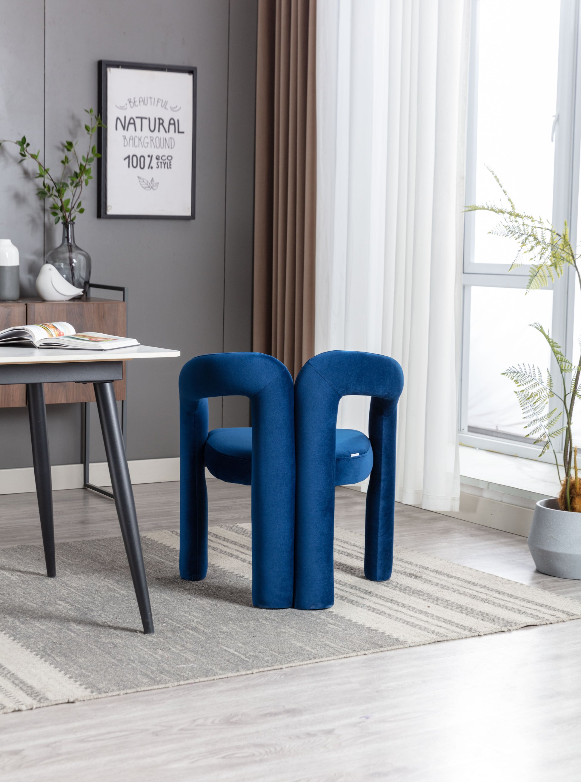 Coolmore Contemporary Designed Velvet Fabric Upholstered Accent Dining Chair Barrel Side Chairs Kitchen Armchair For Living Room Set Of 2 Navy Velvet Navy Foam Velvet