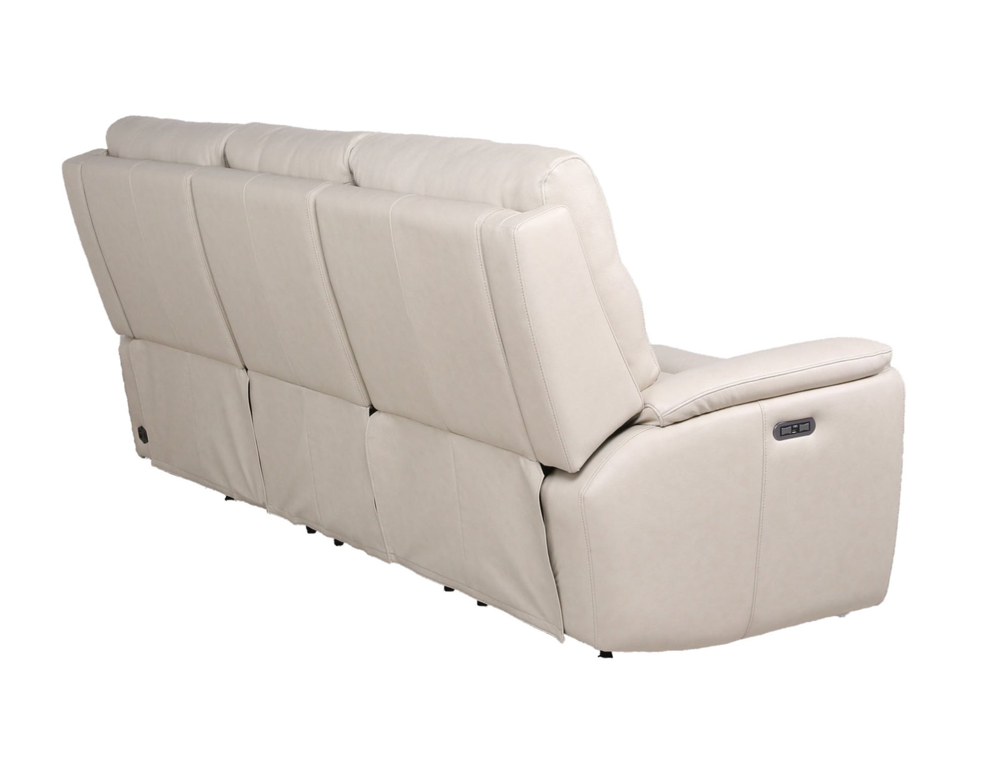 Modern Dual Power Reclining Sofa Power Footrest, Articulating Power Headrest Top Grain Leather, Horizontal Channeled Back, Usb Ports Ivory Foam Leather