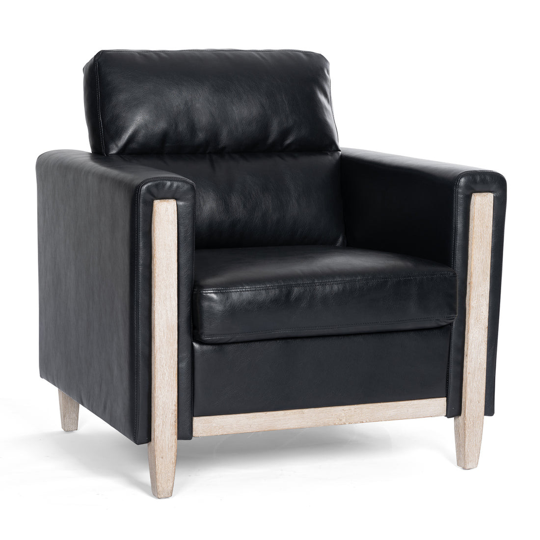 1 Seater Sofa For Living Room Black Pu Pu