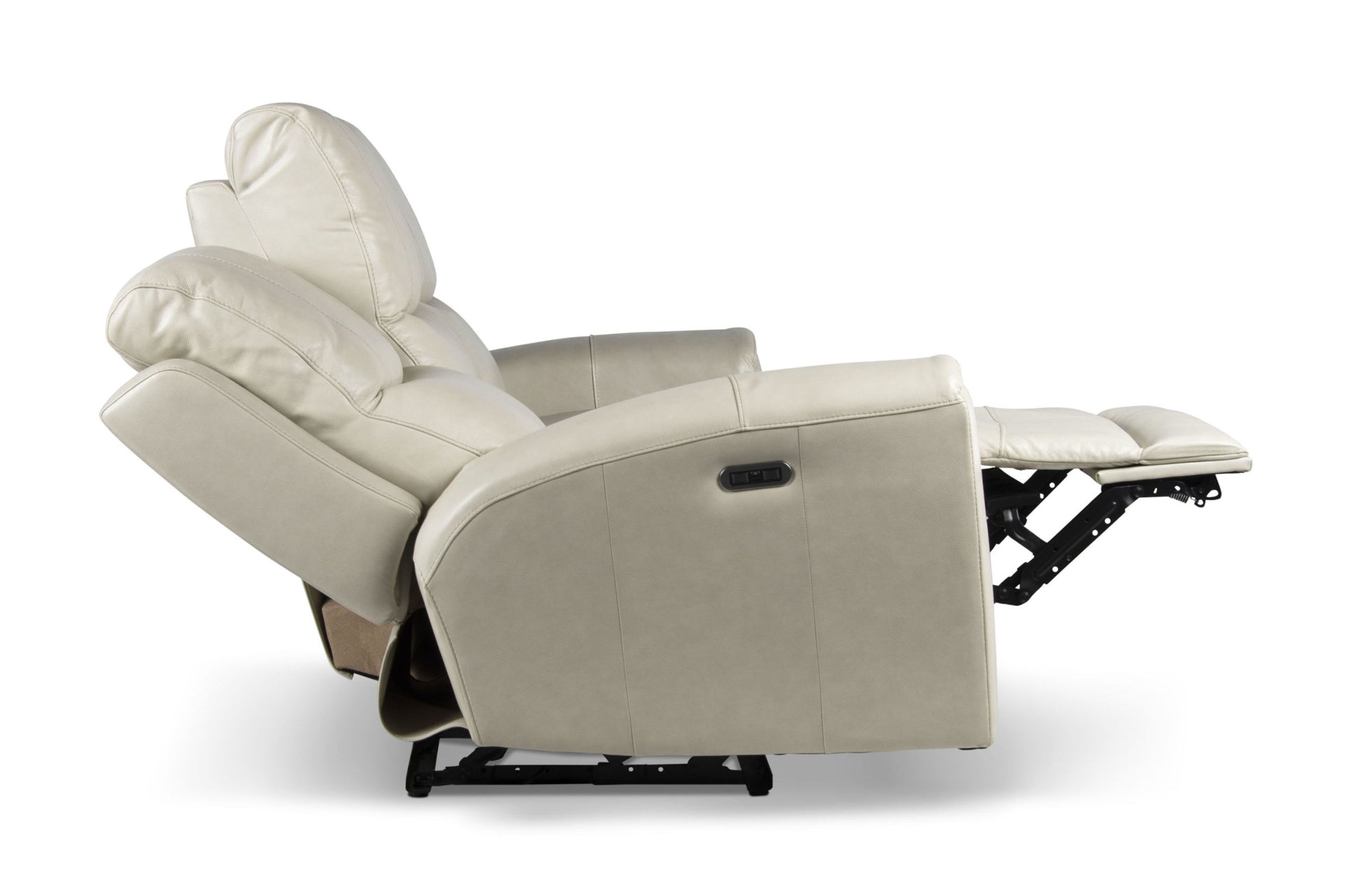 Contemporary Leather Collection Power Leg Rest, Articulating Headrest Usb Charging, Home Button Ivory Dual Reclining Sofa, Stylish And Convenient Ivory Leather 3 Seat