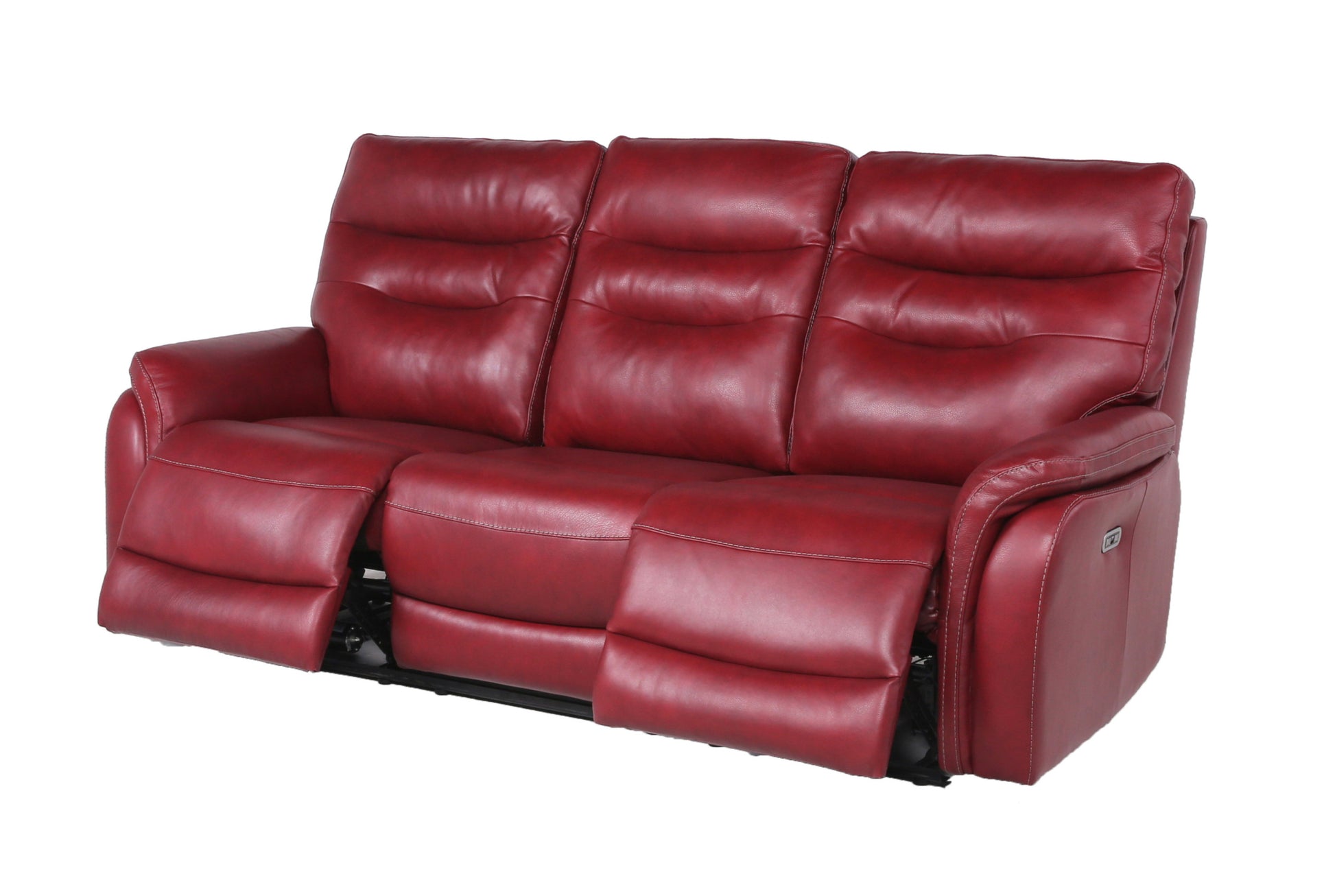 Top Grain Leather Motion Set: Decadent Comfort, Contemporary Style, Wine Or Coffee Color, Reclining With Usb Control Panel Red Foam Leather 3 Seat