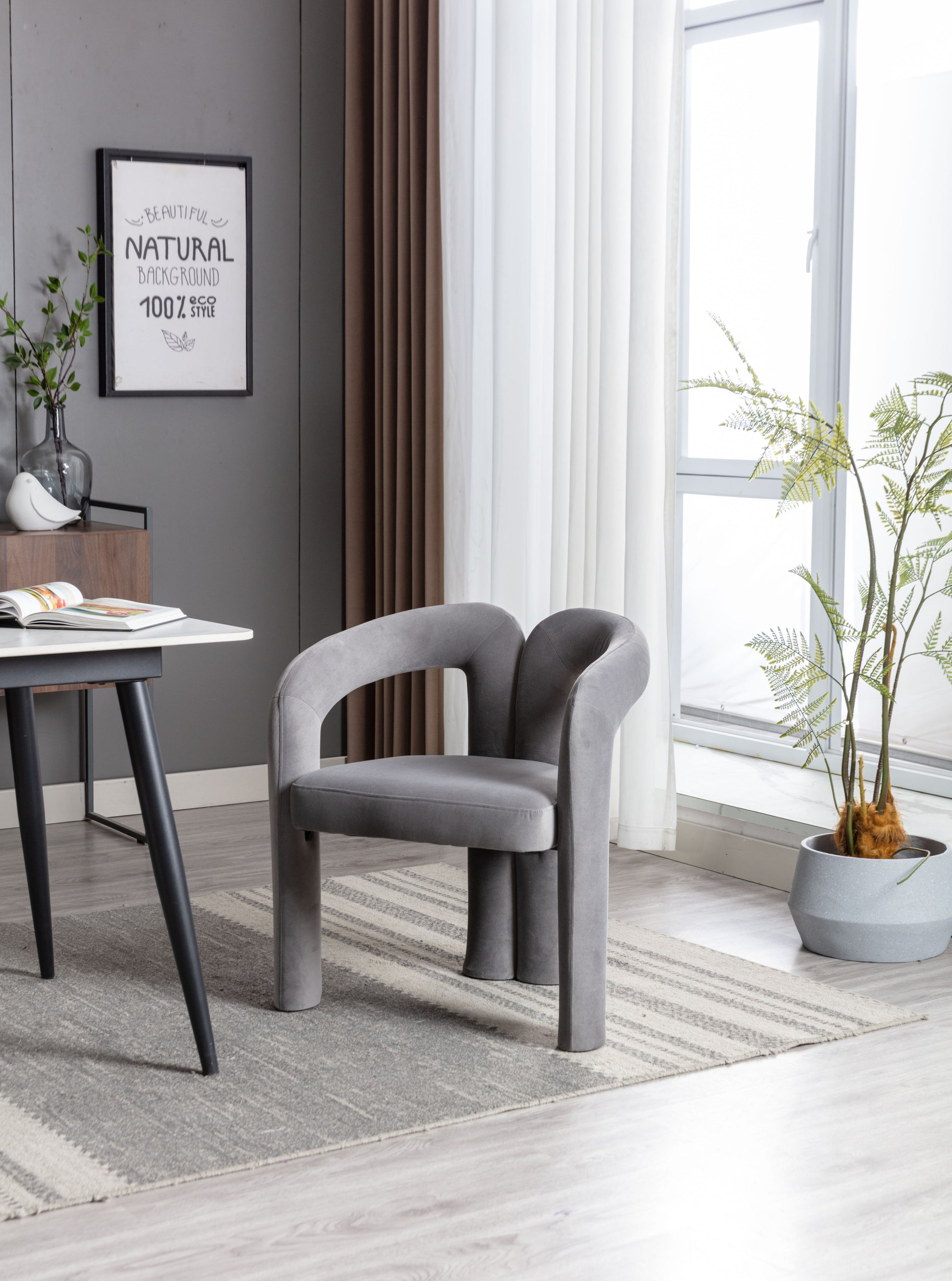 Coolmore Contemporary Designed Velvet Fabric Upholstered Accent Dining Chair Barrel Side Chairs Kitchen Armchair For Living Room Set Of 2 Gray Velvet Gray Foam Velvet