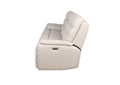 Modern Dual Power Reclining Sofa Power Footrest, Articulating Power Headrest Top Grain Leather, Horizontal Channeled Back, Usb Ports Ivory Foam Leather