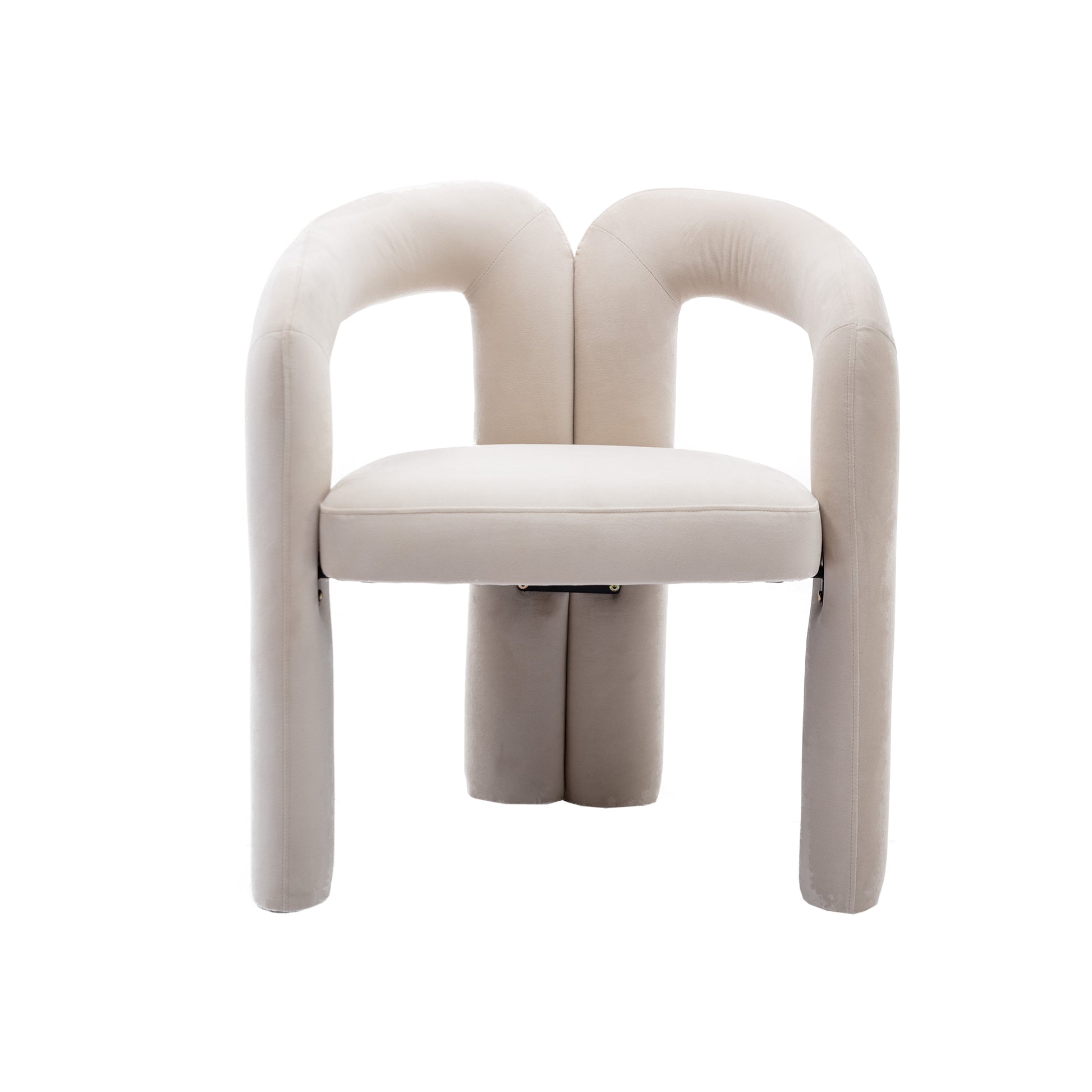 Coolmore Contemporary Designed Velvet Fabric Upholstered Accent Dining Chair Barrel Side Chairs Kitchen Armchair For Living Room Set Of 2 Beige Velvet Beige Foam Velvet