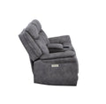 Transitional Console Loveseat Gray Faux Suede, Power Footrest, Power Headrest Concealed Cupholders, Built In Console Comfortable And Durable Design Dark Grey Fabric