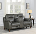 Trento Pwr Pwr Console Loveseat Charcoal Grey Foam Leather