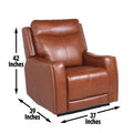 Contemporary Leather Recliner Top Grain Seating, Power Headrest, Power Footrest, Usb Charging Brown Foam Leather