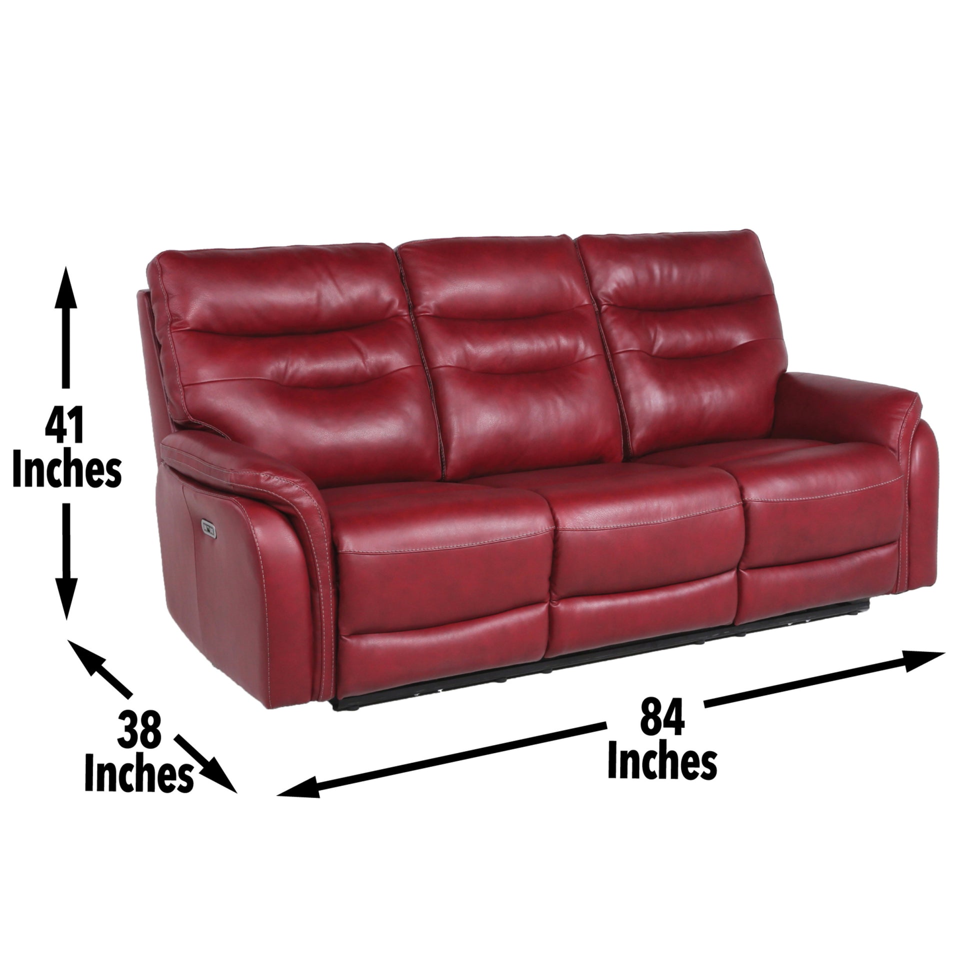 Top Grain Leather Motion Set: Decadent Comfort, Contemporary Style, Wine Or Coffee Color, Reclining With Usb Control Panel Red Foam Leather 3 Seat