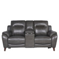 Trento Pwr Pwr Console Loveseat Charcoal Grey Foam Leather