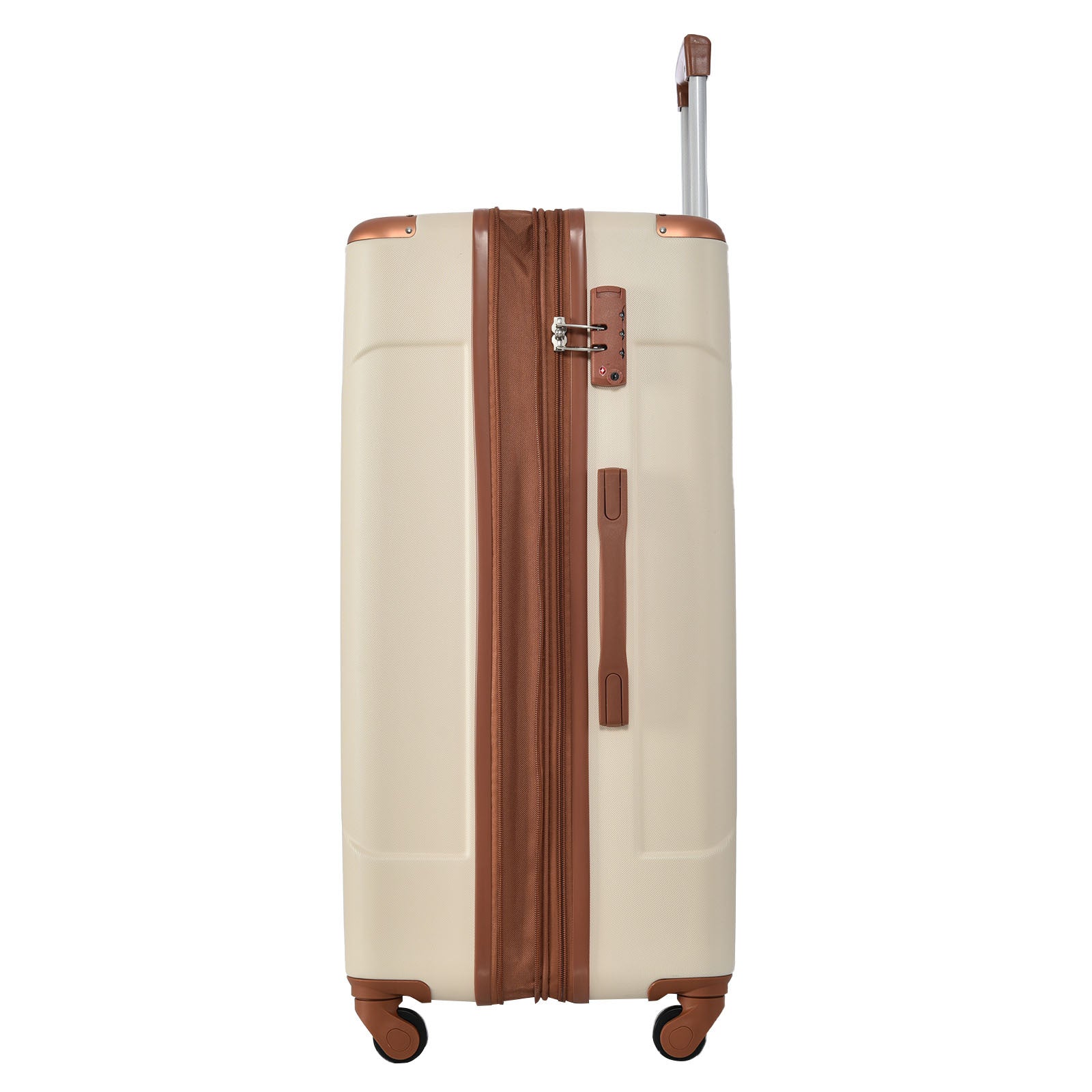 Hardshell Luggage Spinner Suitcase With Tsa Lock Lightweight Expandable 24'' Single Luggage Brown White Abs