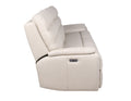 Modern Dual Power Reclining Sofa Power Footrest, Articulating Power Headrest Top Grain Leather, Horizontal Channeled Back, Usb Ports Ivory Foam Leather