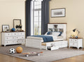 3 Pieces Wooden Captain Bedroom Set Full Bed With Trundle, Nightstand And Dresser, White Walnut White Walnut Wood