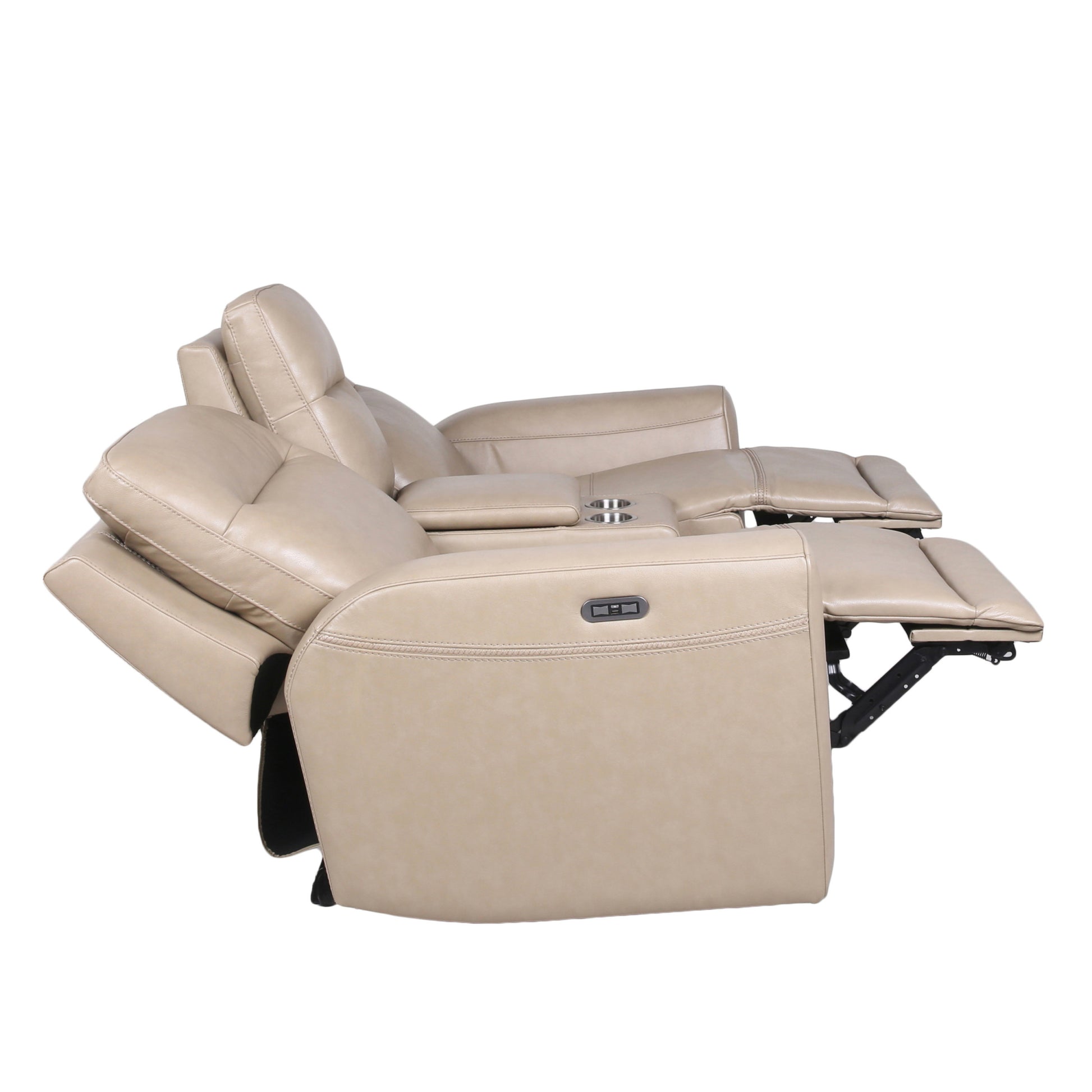 Transitional Leather Power Reclining Group Style Meets Comfort Top Grain Leather, Dual Power Footrest And Articulating Headrest Luxurious Seating Sand Foam Leather