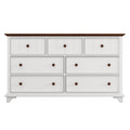 Wooden Captain Seven Drawer Dresser For Bedroom, Living Room, Kids' Room, White Walnut White Walnut Wood