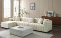 139'' Channel Tufted Sofa Velvet Upholstered Left Chaise Modular Sofa Beige Beige Velvet