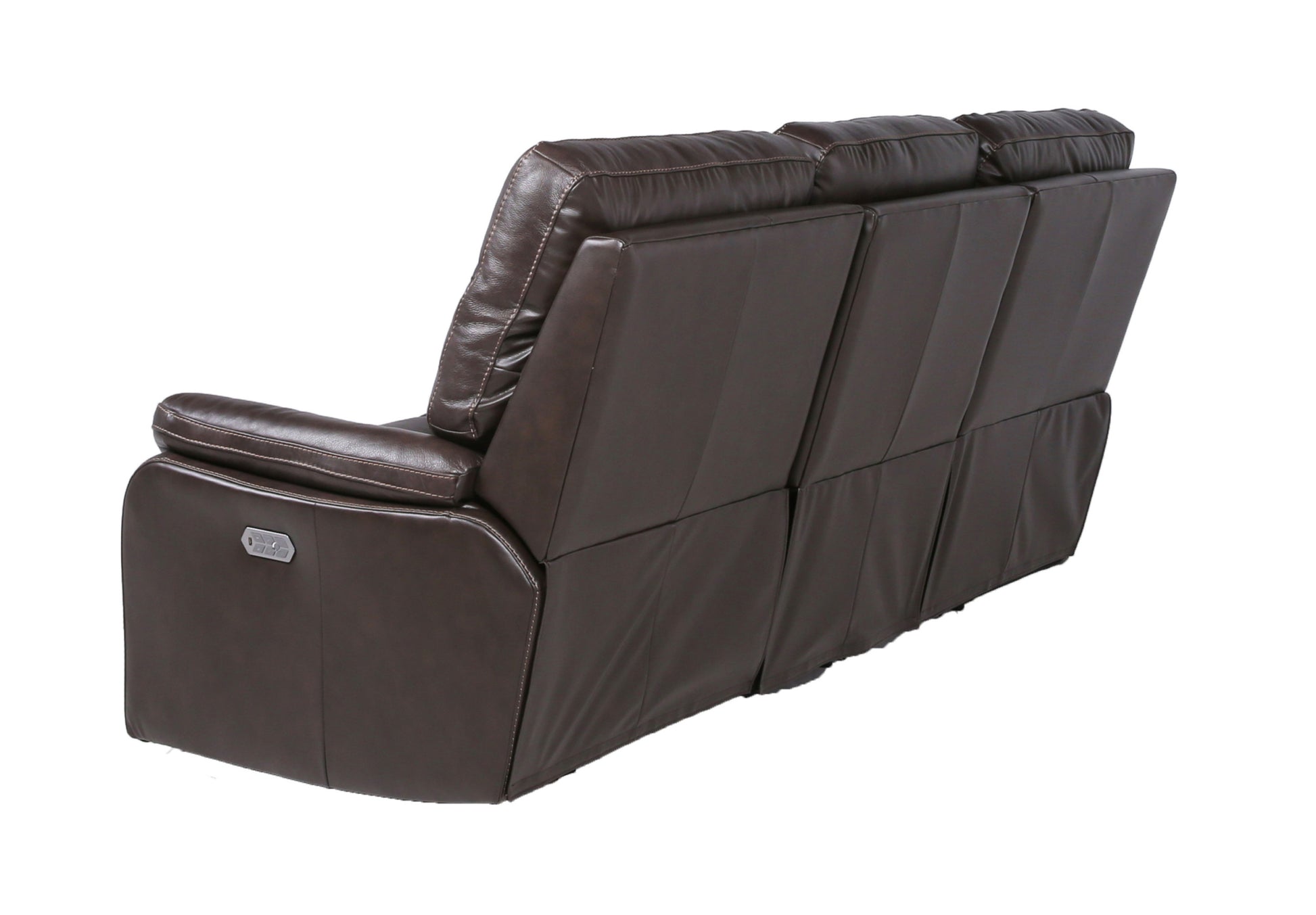 Top Grain Leather Motion Sofa In Coffee Contemporary Style, Reclining Footrests, Usb Port Coffee Foam Leather 3 Seat