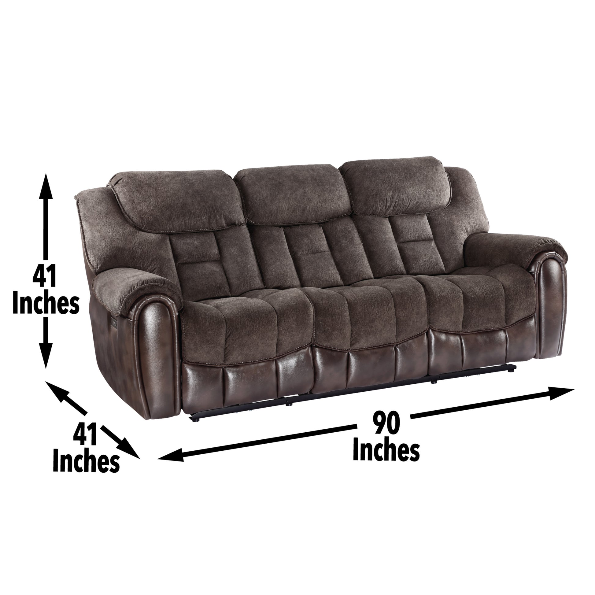 Transitional Dual Power Leather Loveseat Reclining Seats, Top Grain Leather, High Leg Design Compact And Comfortable Espresso Foam Polyester