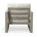 Outdoor Patio Beveled Panels Arm Chair Modern Geometric Pattern, Rust Resistant Tan Aluminium