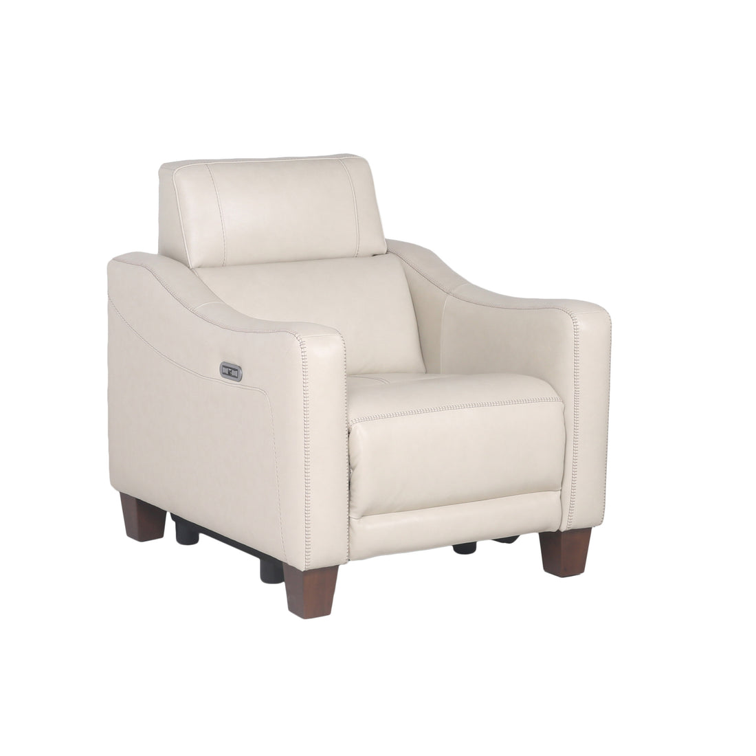 Dual Power Recliner: Transitional Design, Top Grain Leather, Wall Saver Mechanism, Comfort In Ivory Ivory Foam Leather